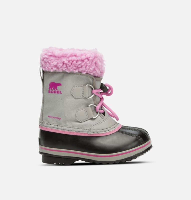 Kids Snow Boots Grey/Black/Pink - Sorel Childrens Yoot Pac™ Nylon - 561730-OGQ